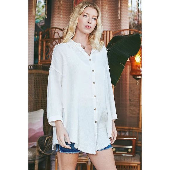 Raw Edge Button Down - Picture 4 of 8